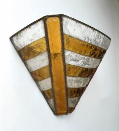  Longobard Hammered Glass Wrought Iron Sconce by Longobard Italy 1970s - 4196856