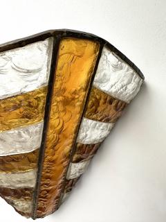  Longobard Hammered Glass Wrought Iron Sconce by Longobard Italy 1970s - 4196859