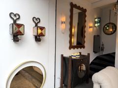  Longobard Hammered Glass Wrought Iron Sconce by Longobard Italy 1970s - 4373357