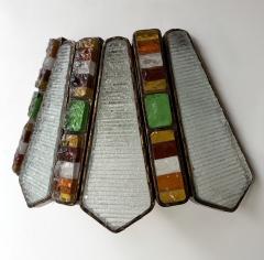  Longobard Hammered Glass Wrought Iron Sconce by Longobard Italy 1970s - 4553605