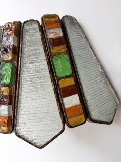  Longobard Hammered Glass Wrought Iron Sconce by Longobard Italy 1970s - 4553613