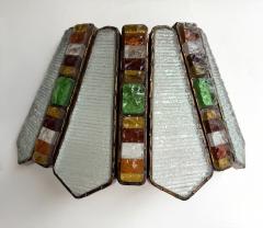  Longobard Hammered Glass Wrought Iron Sconce by Longobard Italy 1970s - 4553614