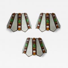  Longobard Hammered Glass Wrought Iron Sconce by Longobard Italy 1970s - 4553668