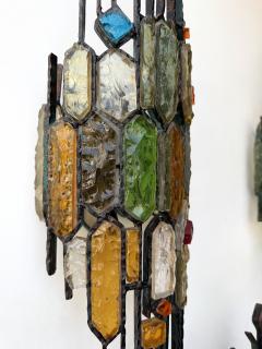  Longobard Hammered Glass Wrought Iron Sconce by Longobard Italy 1970s - 4616458