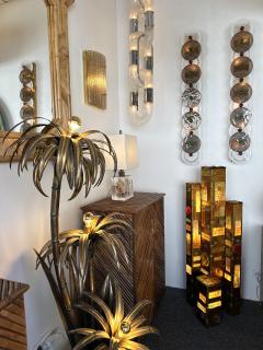  Longobard Large Hammered Glass Gilt Wrought Iron Floor Lamp by Longobard Italy 1970s - 4330219