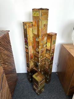  Longobard Large Hammered Glass Gilt Wrought Iron Floor Lamp by Longobard Italy 1970s - 4330223