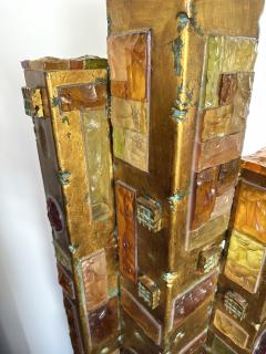  Longobard Large Hammered Glass Gilt Wrought Iron Floor Lamp by Longobard Italy 1970s - 4330224