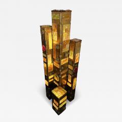  Longobard Large Hammered Glass Gilt Wrought Iron Floor Lamp by Longobard Italy 1970s - 4332704