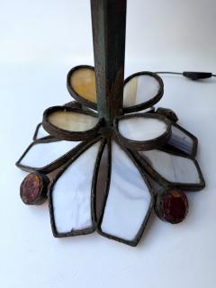  Longobard Large Hammered Glass Wrought Iron Flower Lamp by Longobard Italy 1970s - 4411563