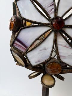  Longobard Large Hammered Glass Wrought Iron Flower Lamp by Longobard Italy 1970s - 4411564