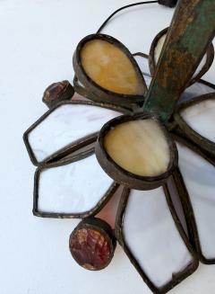  Longobard Large Hammered Glass Wrought Iron Flower Lamp by Longobard Italy 1970s - 4411568
