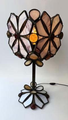  Longobard Large Hammered Glass Wrought Iron Flower Lamp by Longobard Italy 1970s - 4411569