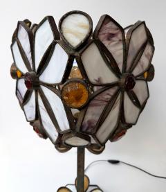  Longobard Large Hammered Glass Wrought Iron Flower Lamp by Longobard Italy 1970s - 4411574