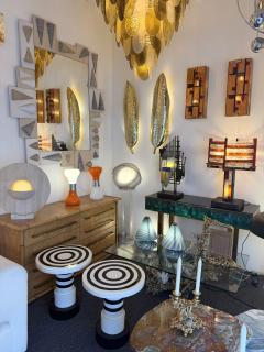  Longobard Large Hammered Glass Wrought Iron Lamp by Longobard Italy 1970s - 4510598