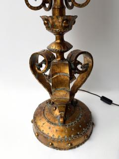  Longobard Large Hammered Glass Wrought Iron Lantern Lamp by Longobard Italy 1970s - 4598714