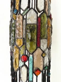  Longobard Large Pair of Hammered Glass Wrought Iron Sconces by Longobard Italy 1970s - 4683950