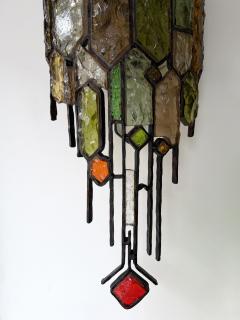  Longobard Large Pair of Hammered Glass Wrought Iron Sconces by Longobard Italy 1970s - 4683955