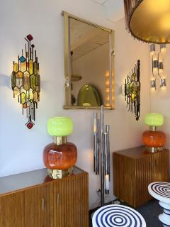  Longobard Large Pair of Hammered Glass Wrought Iron Sconces by Longobard Italy 1970s - 4683979