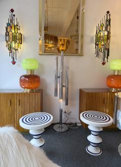  Longobard Large Pair of Hammered Glass Wrought Iron Sconces by Longobard Italy 1970s - 4683980