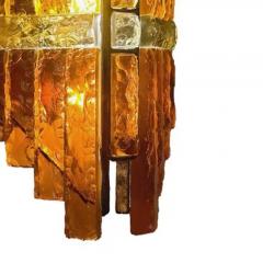  Longobard Pair Longobard Amber and Topaz Hammered Murano Glass and Wrought Iron Sconces - 3862775