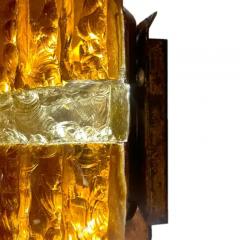  Longobard Pair Longobard Amber and Topaz Hammered Murano Glass and Wrought Iron Sconces - 3862777