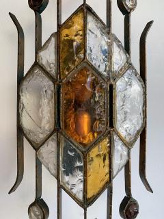  Longobard Pair of Hammered Glass Sconces by Longobard Italy 1970s - 1593414