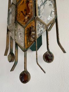  Longobard Pair of Hammered Glass Sconces by Longobard Italy 1970s - 1593416