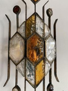  Longobard Pair of Hammered Glass Sconces by Longobard Italy 1970s - 1593418