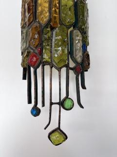  Longobard Pair of Hammered Glass Wrought Iron Sconces by Longobard Italy 1970s - 2554835