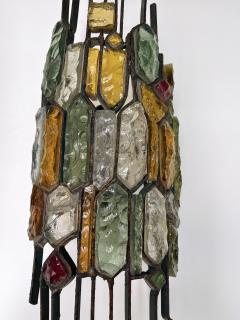  Longobard Pair of Hammered Glass Wrought Iron Sconces by Longobard Italy 1970s - 2554838