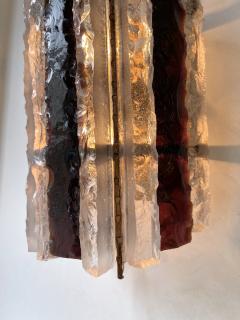  Longobard Pair of Hammered Glass Wrought Iron Sconces by Longobard Italy 1970s - 2767607
