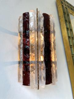  Longobard Pair of Hammered Glass Wrought Iron Sconces by Longobard Italy 1970s - 2767608