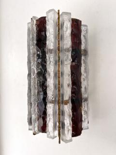  Longobard Pair of Hammered Glass Wrought Iron Sconces by Longobard Italy 1970s - 2767613