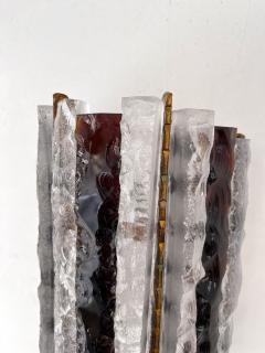  Longobard Pair of Hammered Glass Wrought Iron Sconces by Longobard Italy 1970s - 2767615