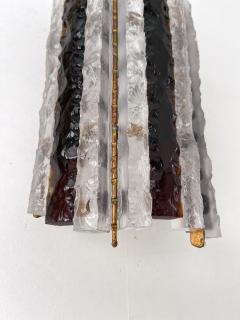  Longobard Pair of Hammered Glass Wrought Iron Sconces by Longobard Italy 1970s - 2767617