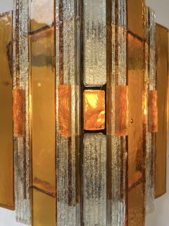  Longobard Pair of Hammered Glass Wrought Iron Sconces by Longobard Italy 1970s - 2769407