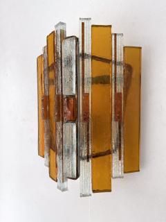  Longobard Pair of Hammered Glass Wrought Iron Sconces by Longobard Italy 1970s - 2769410
