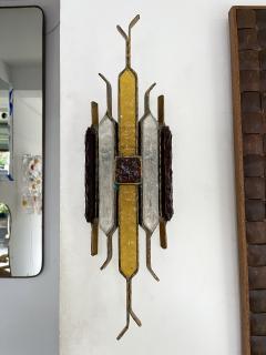  Longobard Pair of Hammered Glass Wrought Iron Sconces by Longobard Italy 1970s - 2831440