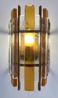  Longobard Pair of Hammered Glass Wrought Iron Sconces by Longobard Italy 1970s - 2832777