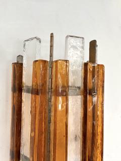  Longobard Pair of Hammered Glass Wrought Iron Sconces by Longobard Italy 1970s - 3165907