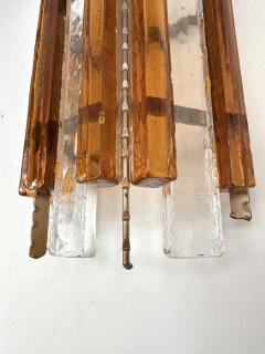  Longobard Pair of Hammered Glass Wrought Iron Sconces by Longobard Italy 1970s - 3165910
