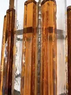  Longobard Pair of Hammered Glass Wrought Iron Sconces by Longobard Italy 1970s - 3165911