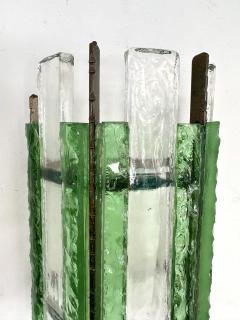  Longobard Pair of Hammered Glass Wrought Iron Sconces by Longobard Italy 1970s - 3165927