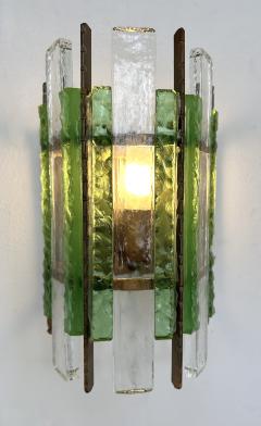  Longobard Pair of Hammered Glass Wrought Iron Sconces by Longobard Italy 1970s - 3165933