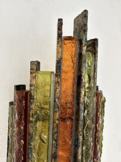  Longobard Pair of Hammered Glass Wrought Iron Sconces by Longobard Italy 1970s - 3165985