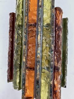  Longobard Pair of Hammered Glass Wrought Iron Sconces by Longobard Italy 1970s - 3165986