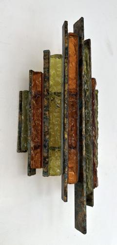  Longobard Pair of Hammered Glass Wrought Iron Sconces by Longobard Italy 1970s - 3165989