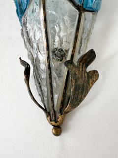  Longobard Pair of Hammered Glass Wrought Iron Sconces by Longobard Italy 1970s - 3652196