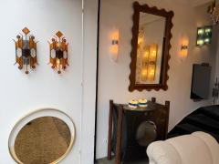 Longobard Pair of Hammered Glass Wrought Iron Sconces by Longobard Italy 1970s - 4370656