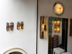  Longobard Pair of Hammered Glass Wrought Iron Sconces by Longobard Italy 1970s - 4551569